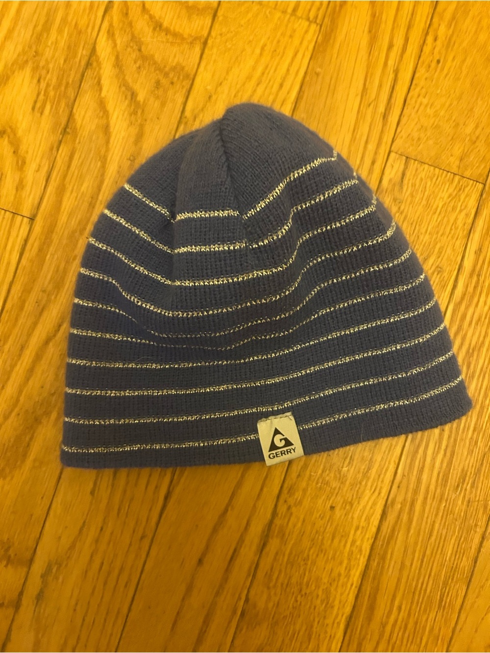 Girls Gerry Periwinkle Silver Striped Knit Beanie